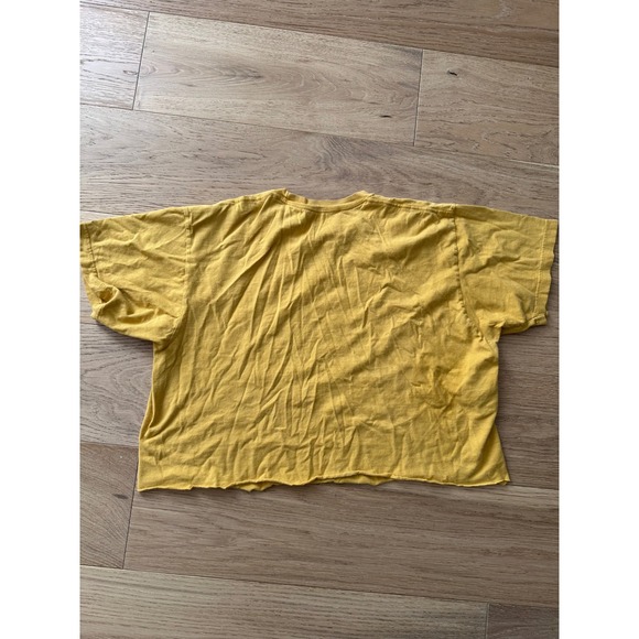 VINTAGE VIBE 79's Style Maui Hawaii Cropped Tee - Retro Mustard Gold Large - Picture 2 of 2